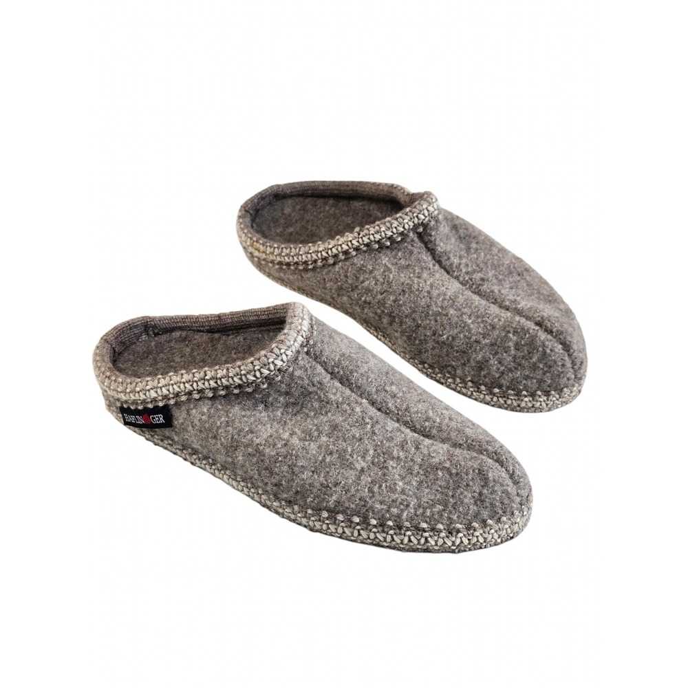 Haflinger Walkstoff Boiled Wool Slippers Taupe Brown Made in Germany Unisex Sz 8